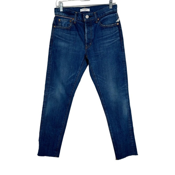 NWT MOUSSY Medium Wash Straight Leg Denim Jeans Whiskering Button Fly Size 26 - Picture 1 of 15